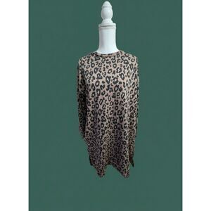 Sweet Lovely by Jen Leopard Print  Dress Medium Cozy Knit Long Sleeve Boutique